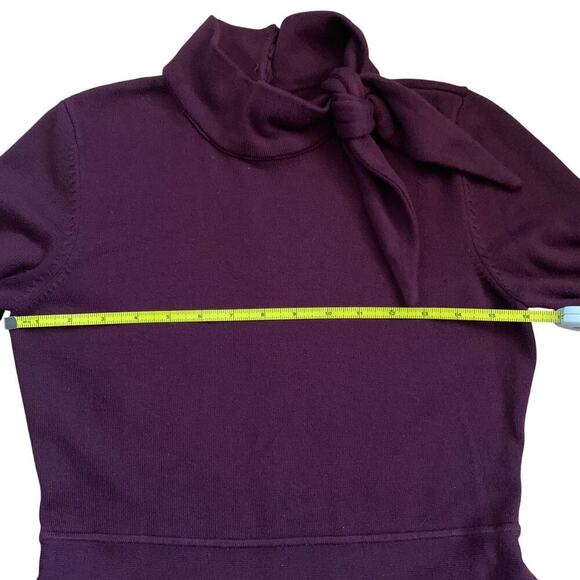 Eliza J Long Sleeve Mock Neck Fit & Flare A Line Burgundy Knit Dress Size M - Picture 4 of 12